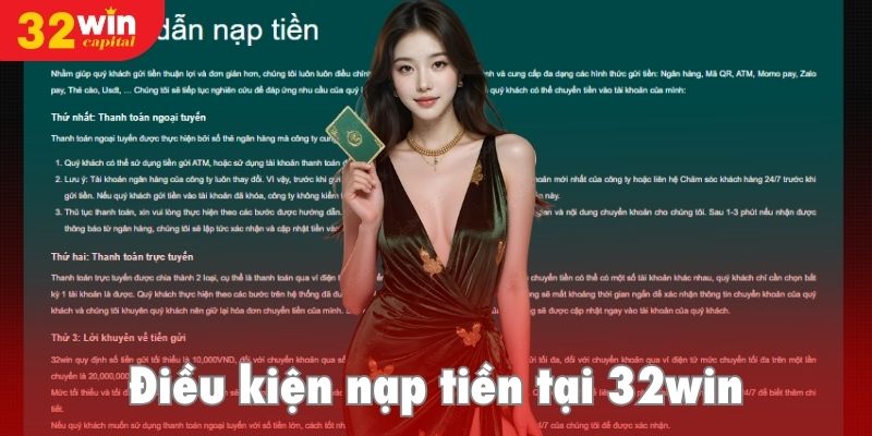 Điều kiện nạp tiền 32win cho người chơi